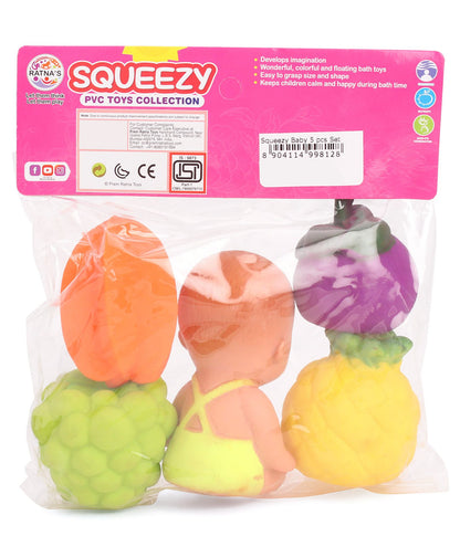 Ratnas Squeezy Baby with Animal Bath Toys Pack of 5 (Colour & Design May Vary)