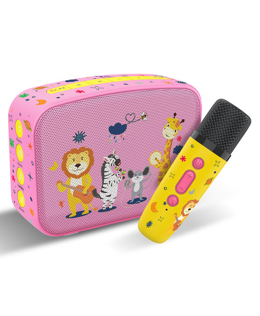 Saregama Carvaan Mini Kids Speaker with Wireless Mic - Pink & Yellow