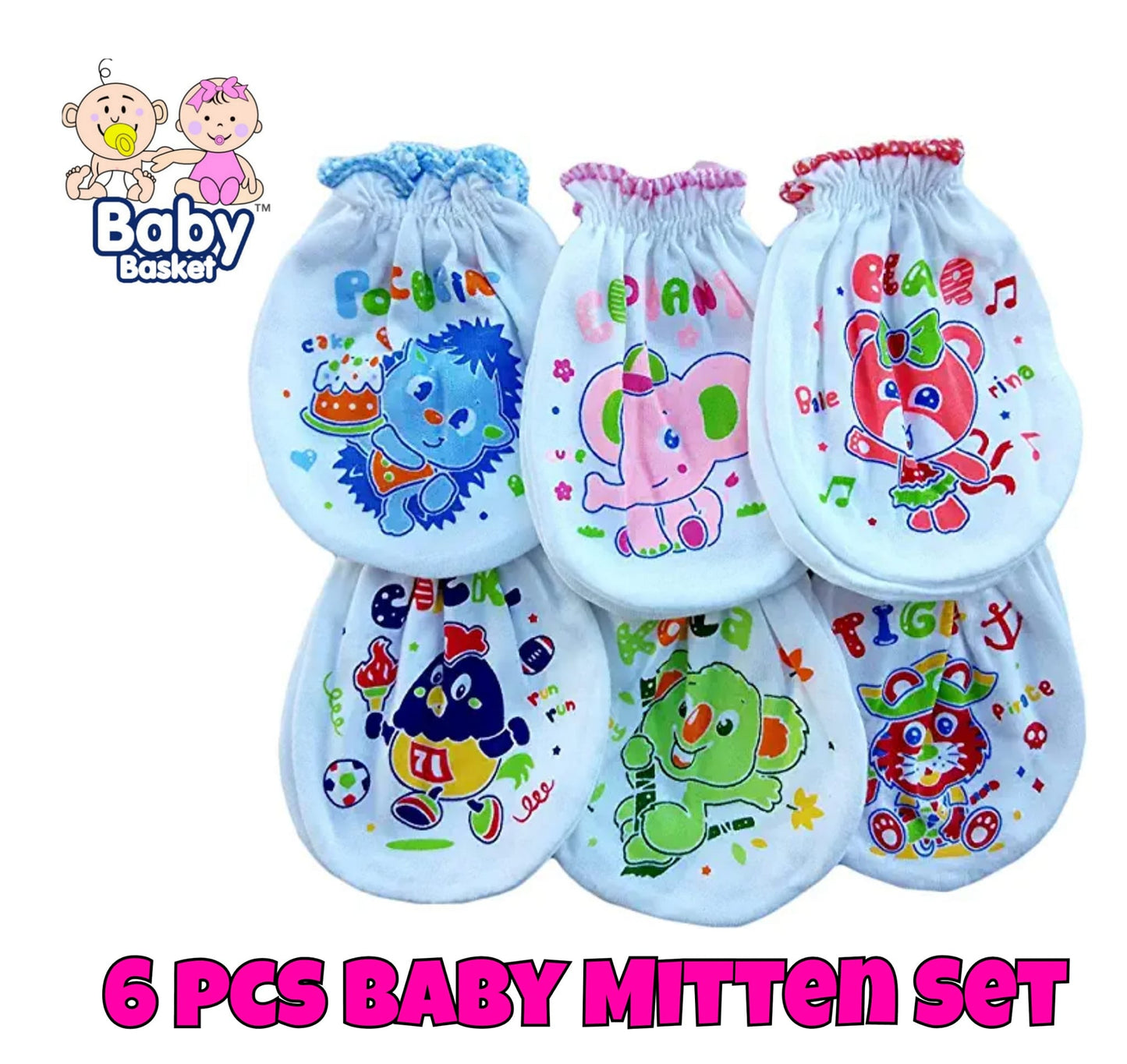 6 pairs Baby Mitten Sets (Colour /Prints may vary)