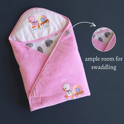 Tinycare Baby Hooded Super Fine Wrapper Duck Print