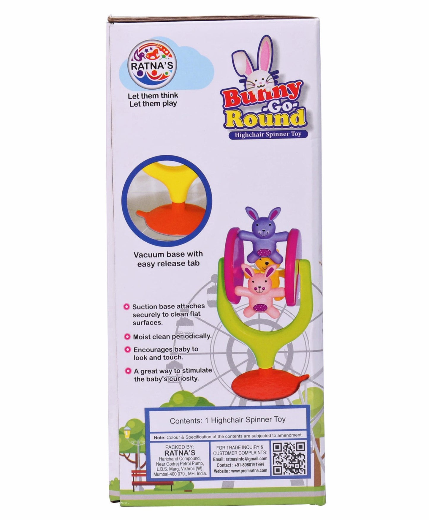 Ratnas Bunny Go Round Rattle Color and Design May Vary