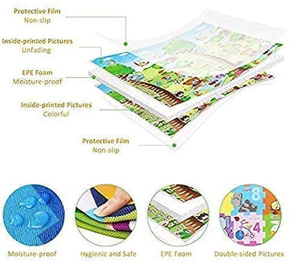 Double Sided Water Proof Baby Play Mat, Learning mats for Kids Large Size, Crawling Baby Carpet (6 Feet X 4 Feet)