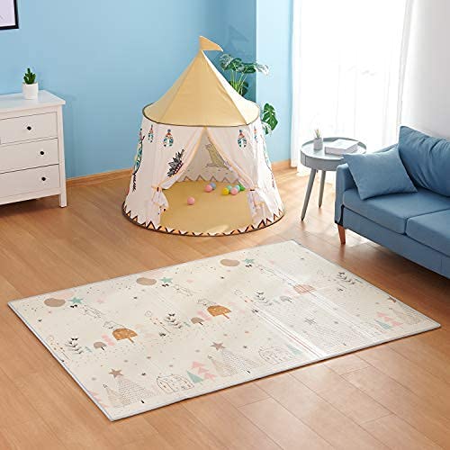 Reversible Baby Play Mat, BPA Free Learning & Crawling Foldable Foam Mat (6.5x5 ft, 0.6cm Thickness) Print/ Colour may vary