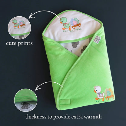 Tinycare Baby Hooded Super Fine Wrapper Duck Print