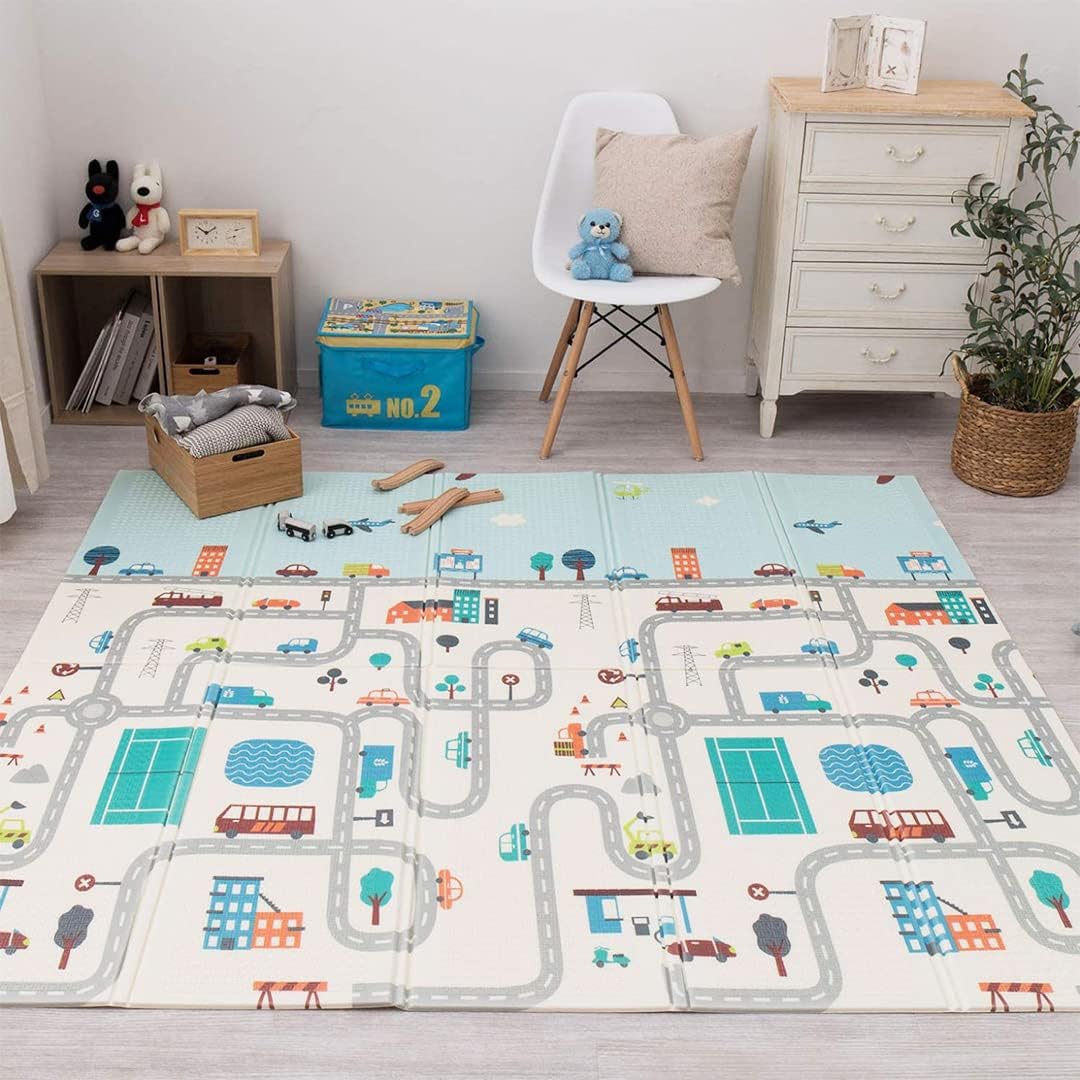 Reversible Baby Play Mat, BPA Free Learning & Crawling Foldable Foam Mat (6.5x5 ft, 0.6cm Thickness) Print/ Colour may vary