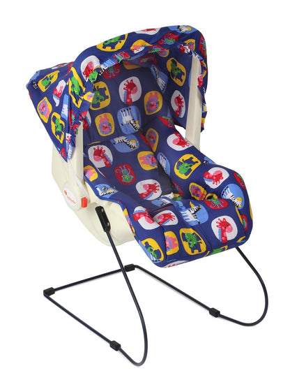 INFANTO Multipurpose 9 in 1 Bouncer | Compatible with Stroller | Rocker | Feeding Chair | Sleeping Carrier | Bath Chair | Mosquito Net | (Blue)print may vary