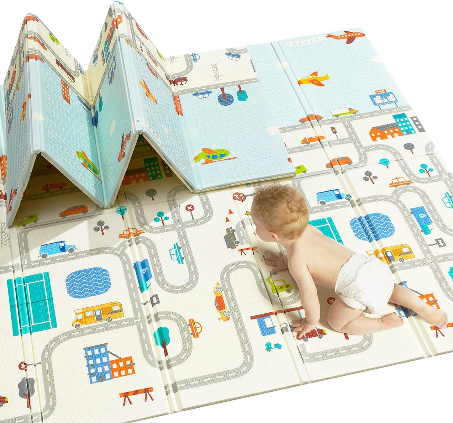 Reversible Baby Play Mat, BPA Free Learning & Crawling Foldable Foam Mat (6.5x5 ft, 0.6cm Thickness) Print/ Colour may vary