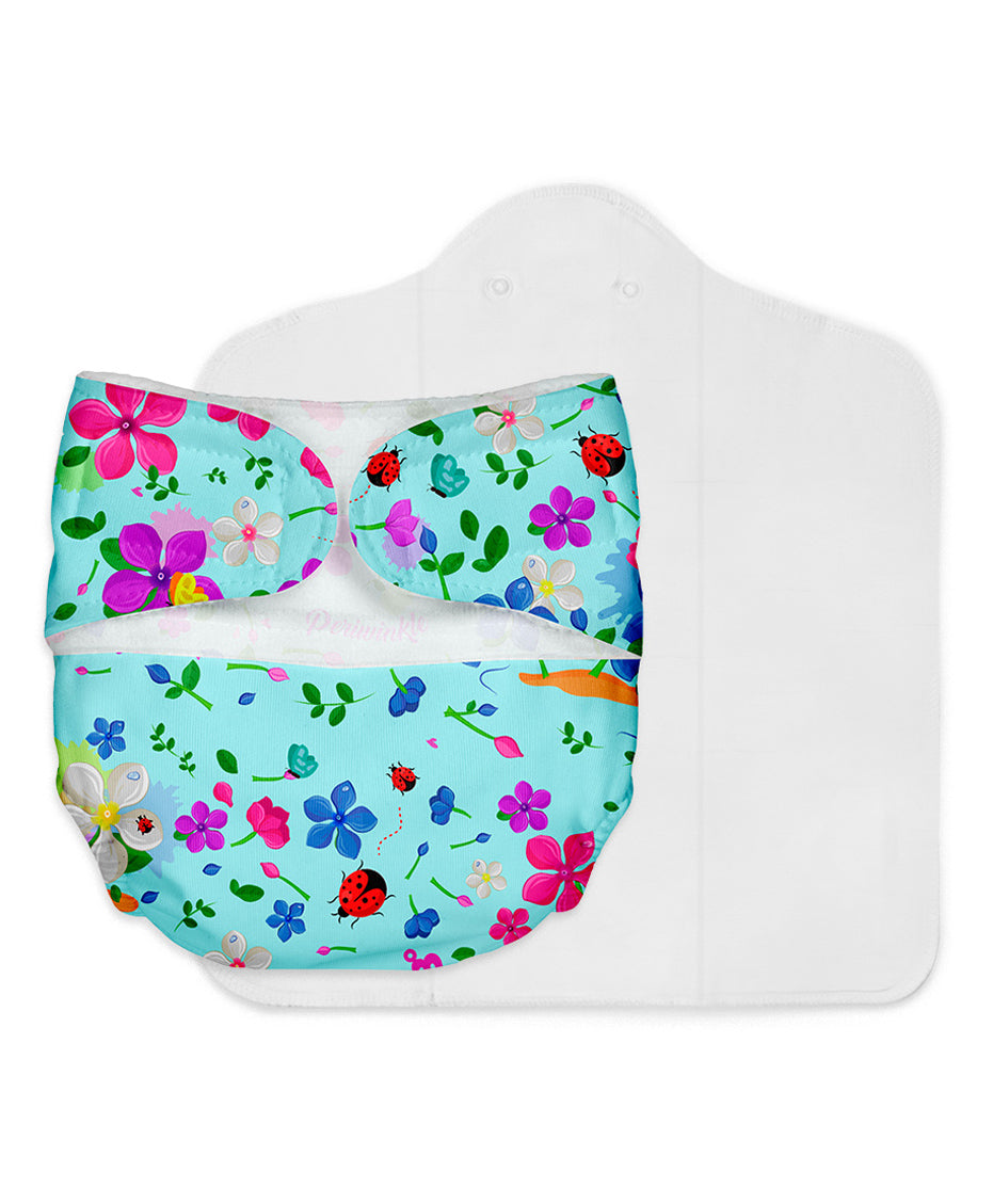 SuperBottoms Newborn UNO - Reusable cloth diaper + 1 Dry Feel Pad - Periwinkle