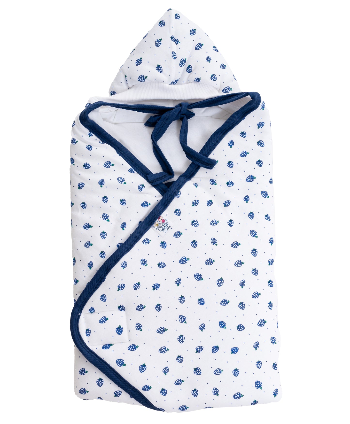 Baby Basket Strawberry Hooded Wrapper (Navy Blue)