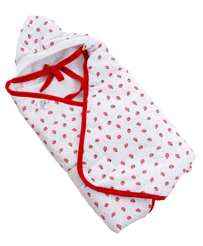 Baby Basket Strawberry Hooded Wrapper (Red)