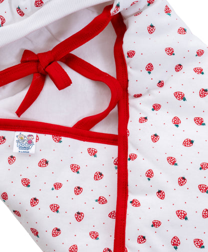 Baby Basket Strawberry Hooded Wrapper (Red)