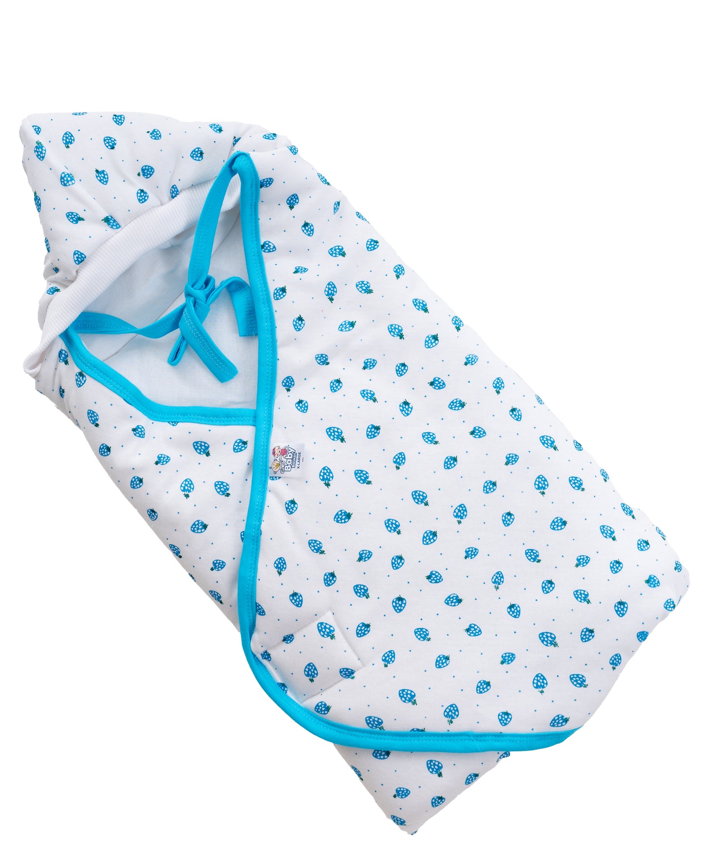 Baby Basket Strawberry Hooded Wrapper (Light Blue)