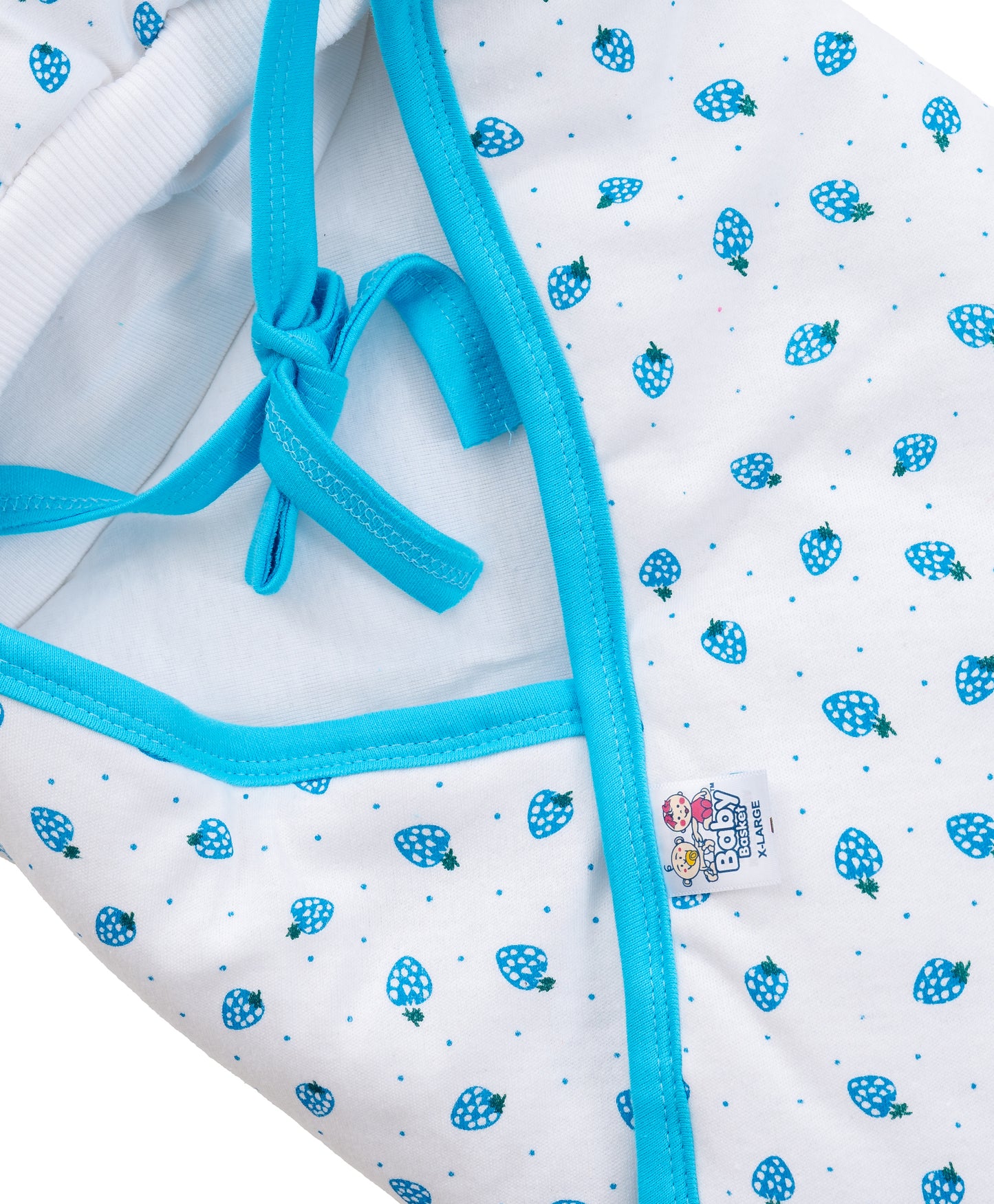 Baby Basket Strawberry Hooded Wrapper (Light Blue)