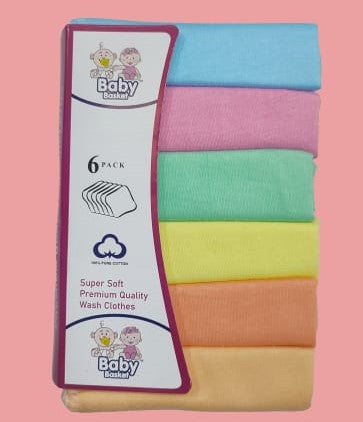 BABY WASHCLOTHS (HOSIERY) 6 PCS SET